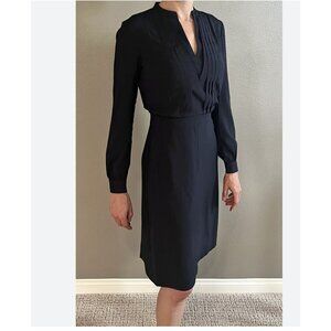 Tory Burch Womens Sheath Pencil Dress Size 2 Navy Blue Long Sleeve NWT $425